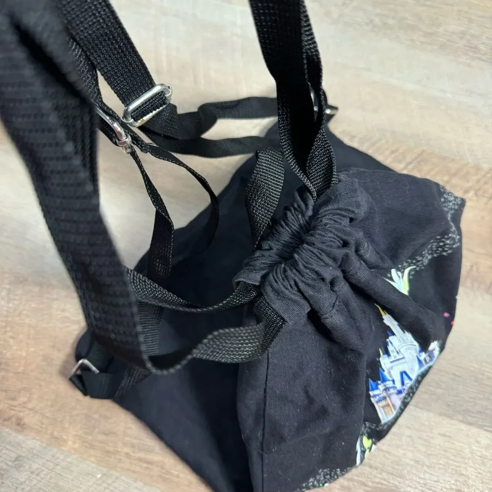 Walt Disney World Black “Celebrate Everyday” Drawstring Backpack w/ Castle